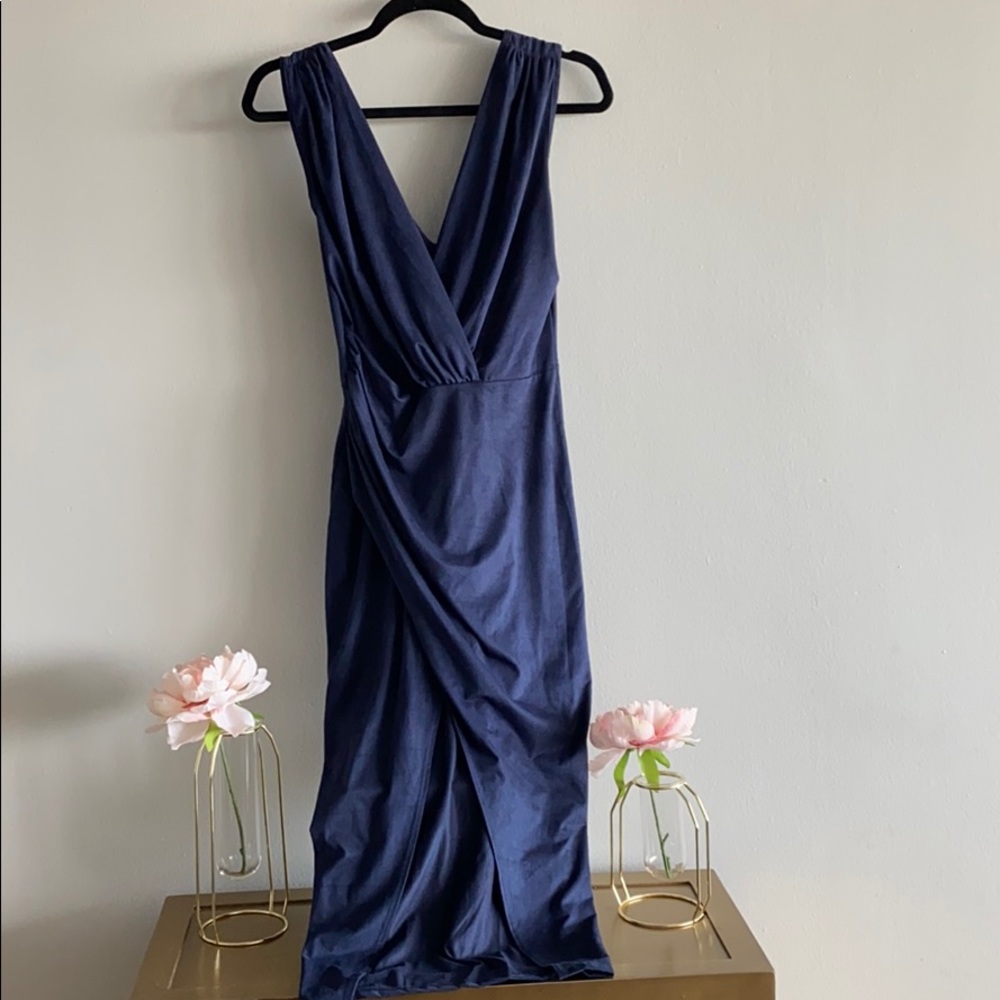 Fashion Nova Blue Velvet Dress